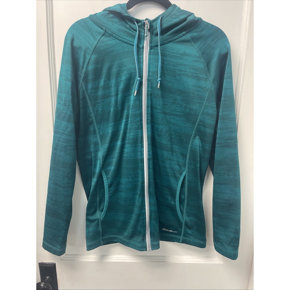 Eddie Bauer Women's Green XL Hoodie Zip Up Small Front Pockets Fleece